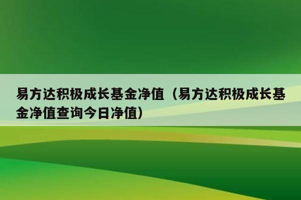 易方达积极成长基金净值（易方达积极成长基金净值查询今日净值）