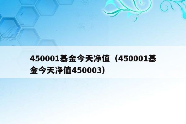 450001基金今天净值（450001基金今天净值450003）