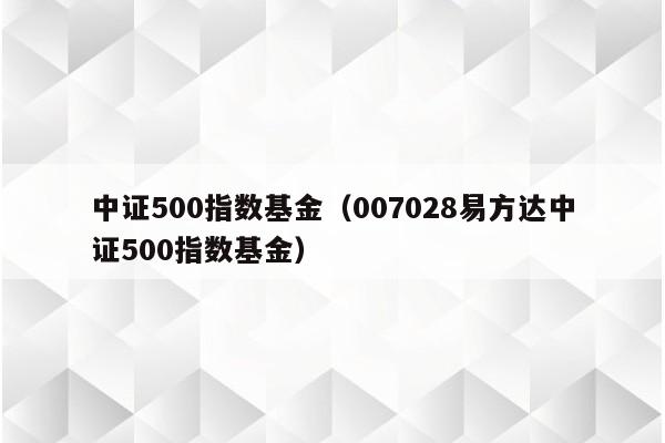 中证500指数基金（007028易方达中证500指数基金）