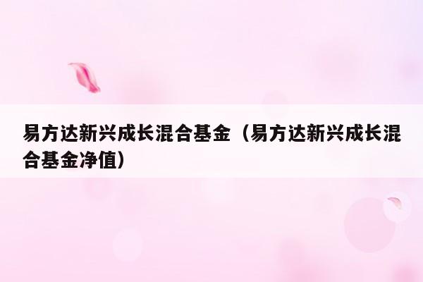 易方达新兴成长混合基金（易方达新兴成长混合基金净值）