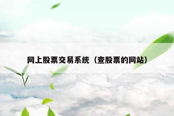 网上股票交易系统（查股票的网站）