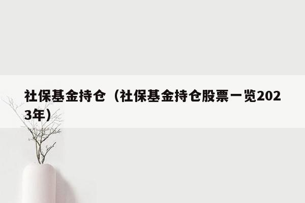 社保基金持仓（社保基金持仓股票一览2023年）