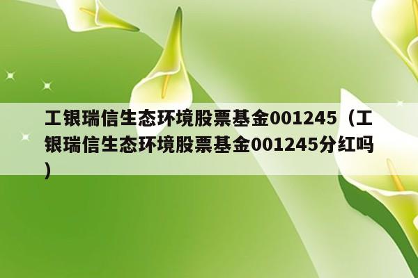 工银瑞信生态环境股票基金001245（工银瑞信生态环境股票基金001245分红吗）