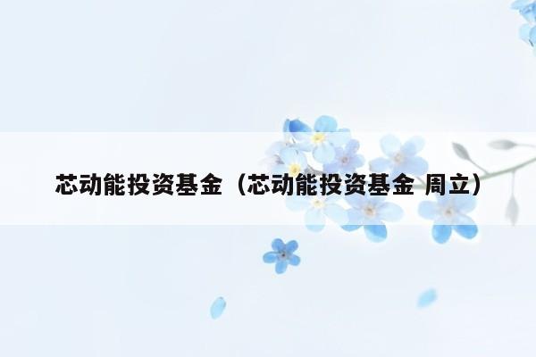 芯动能投资基金（芯动能投资基金 周立）